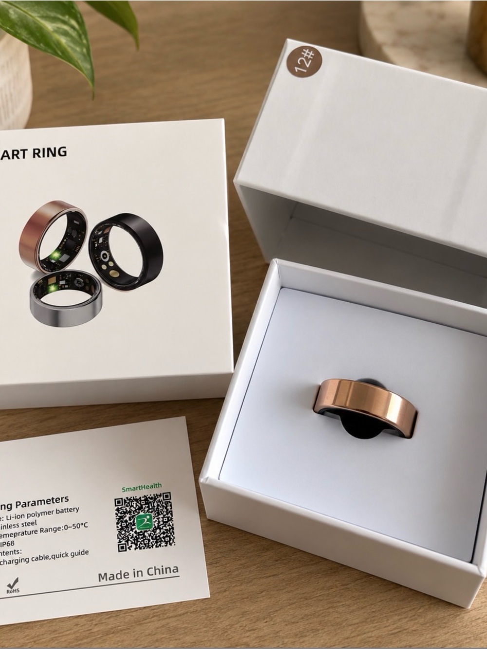 & Other Stories Metallic Rose Smart Ring with Glossy Finish